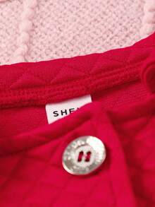 SHEIN Young Girl Letter Graphic Button Front Jacket & Pleated Skirt - Red - View 6