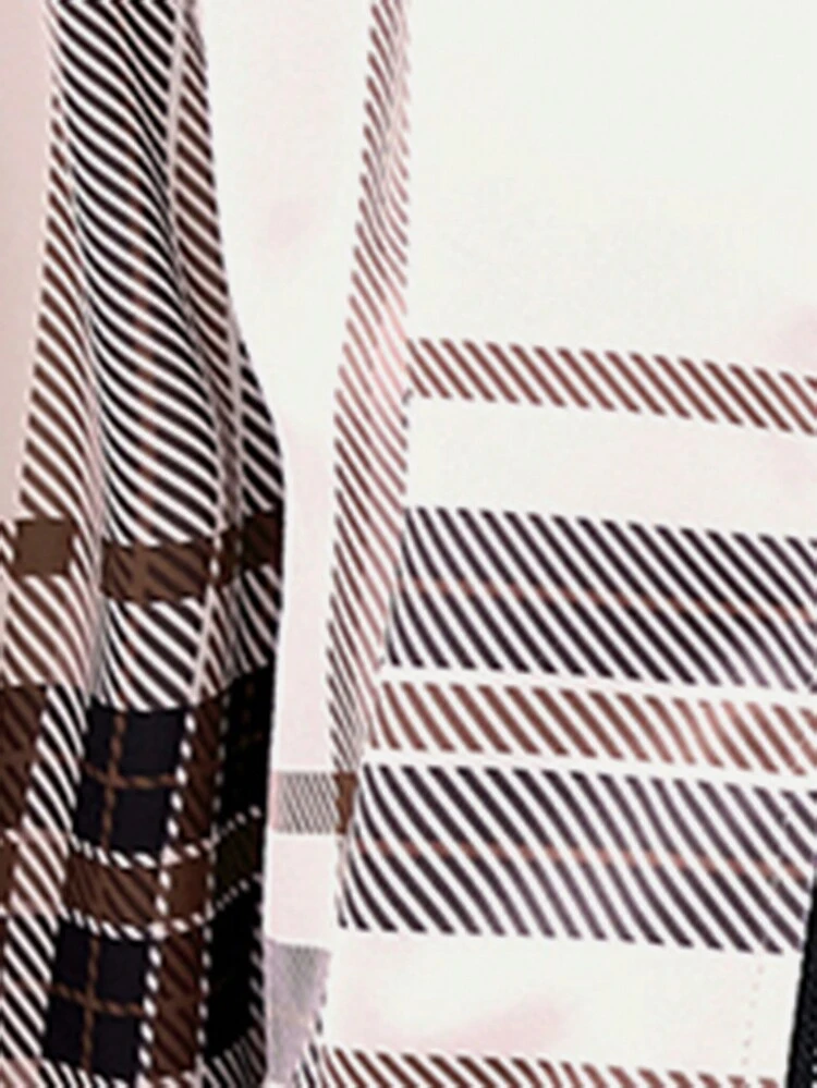 Plaid Collar With Pleated Decoration Zippered Jacket Fall Cloth For Women