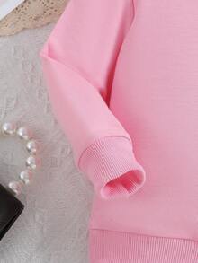 SHEIN Young Girl Letter Graphic Sweatshirt - Pink - View 3