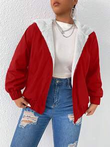 Calvaya Áo khoác có mũ lót nhiệt cỡ lớn - Đỏ - Xem 3