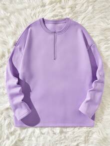 Manfinity Quá lớn Nam Dây kéo mặt trước Thả vai Áo nỉ - Xám - Xem 4