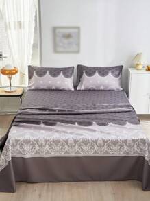 Flower Embroidery Fitted Sheet Set Without Filler - Multicolor - View 2