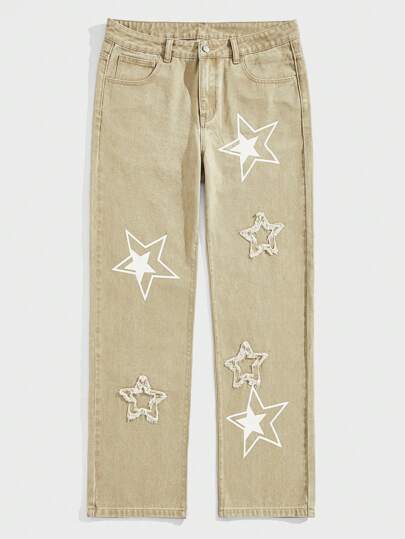 Street Life Jeans En Denim Pour Hommes Avec Motif D'étoile