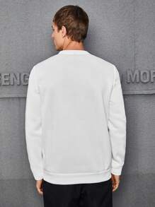 Manfinity RebelGame Hombres Sudadera con estampado de letra - Blanco - Ver 2