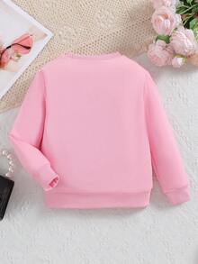 SHEIN Young Girl Letter Graphic Sweatshirt - Pink - View 2