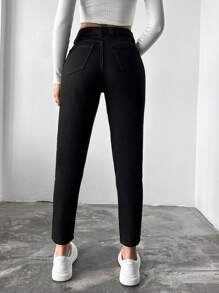 EURMUSE Solid Cropped Skinny Jeans - Black - View 2
