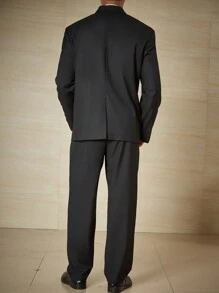 Calvornis Men Plus Double Breasted Blazer & Suit Pants Set - Black - View 2