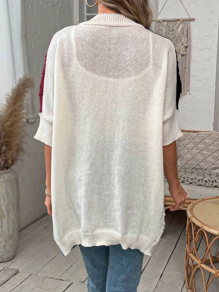 Colorblock Drop Shoulder Cardigan