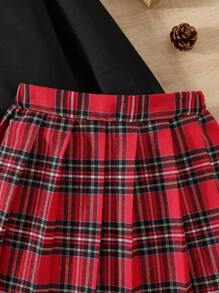 SHEIN Cô gái Tween Vải len vuông In Trái tim Áo Sweatshirt & Váy - Nhiều màu - Xem 6