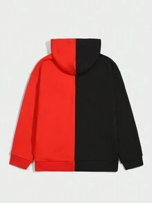 ROMWE MEN Street Life Các bạn Hai âm Đồ họa chữ và số Dây rút Hoodie - Nhiều màu - Xem 2