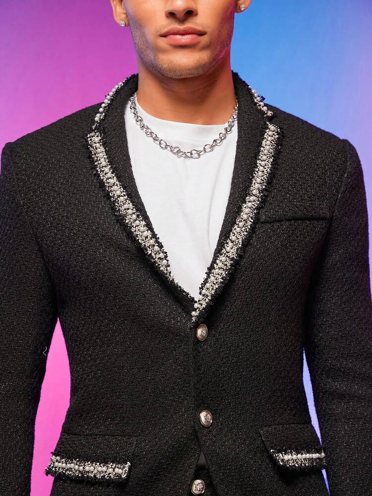 Men Lapel Neck Single Breasted Blazer & Suit Pants