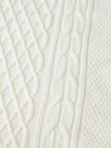 Manfinity VCAY Men Turtleneck Cable Knit Drop Shoulder Sweater, For Fall Winter - Beige - View 4