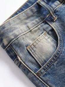 Nam Quần jean Bông Rách Frayed Rửa thuốc tẩy - Rửa trung bình - Xem 3