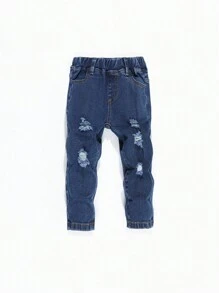 Baby Boy Ripped Jeans - Dark Wash - View 1