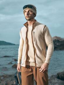 In My Nature In My Nature Men Zip Up Contrast Binding Outdoor Vest Coat