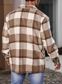 Manfinity Homme Men Plus Plaid Print Button Front Shacket - Multicolor - View 2