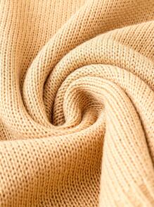 SHEIN LUNE Plus Solid Frill Trim Sweater Knit Pullover Fall Winter Sweater - Khaki - View 3