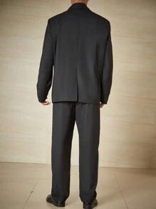Manfinity Mode Men Plus Single Button Blazer & Suit Pants - Black - View 2