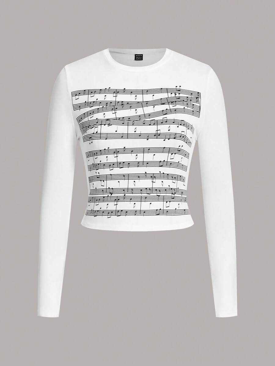 VaVaBold In Note Áo phông Crop - trắng - Xem 1