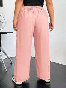 Flirla Plus Solid Wide Leg Pants - Pink - View 2