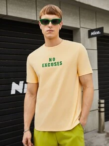 Manfinity RebelGame Men Letter Graphic Tee - Yellow - View 5