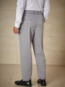 Manfinity Mode Men Plus Plaid Print Slant Pocket Suit Pants
