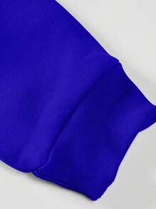 Manfinity Homme 男士字母圖案加絨內裏運動衫 - 藏蓝色 - 查看 3