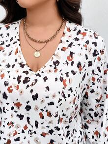 SHEIN LUNE Hơn In Toàn bộ Tay áo lồng đèn Áo sơ mi - Nhiều màu - Xem 6