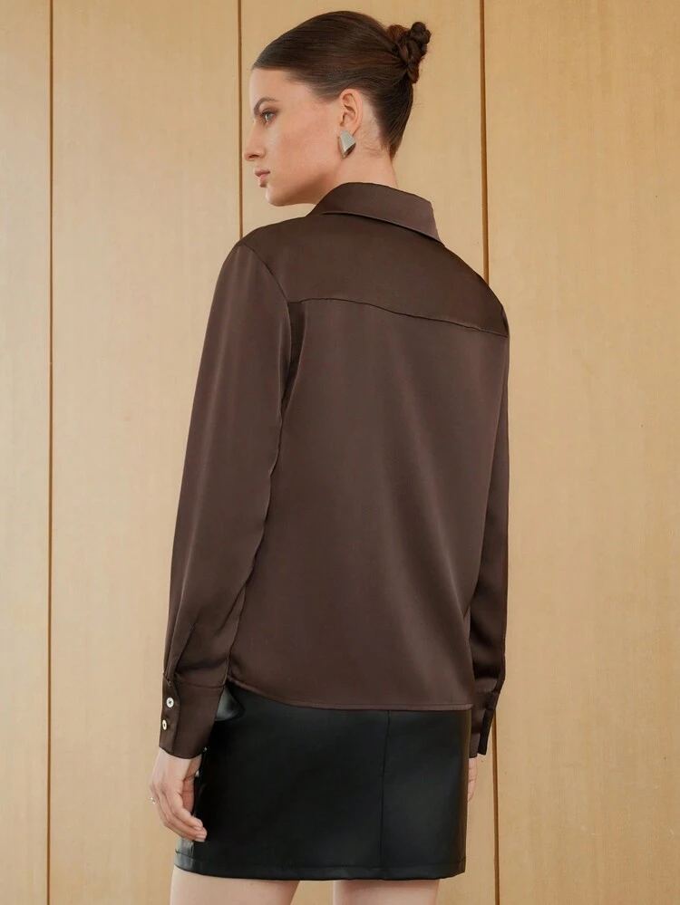 Solid Lace Up Front Shirt