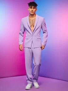 FeverCity 男士露背繫帶西裝外套和褲子套裝 - 黑色 - 查看 2