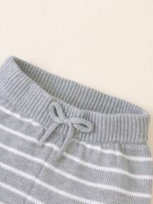 Baby Boy Striped Pattern Hooded Sweater & Knit Pants - Grey - View 3