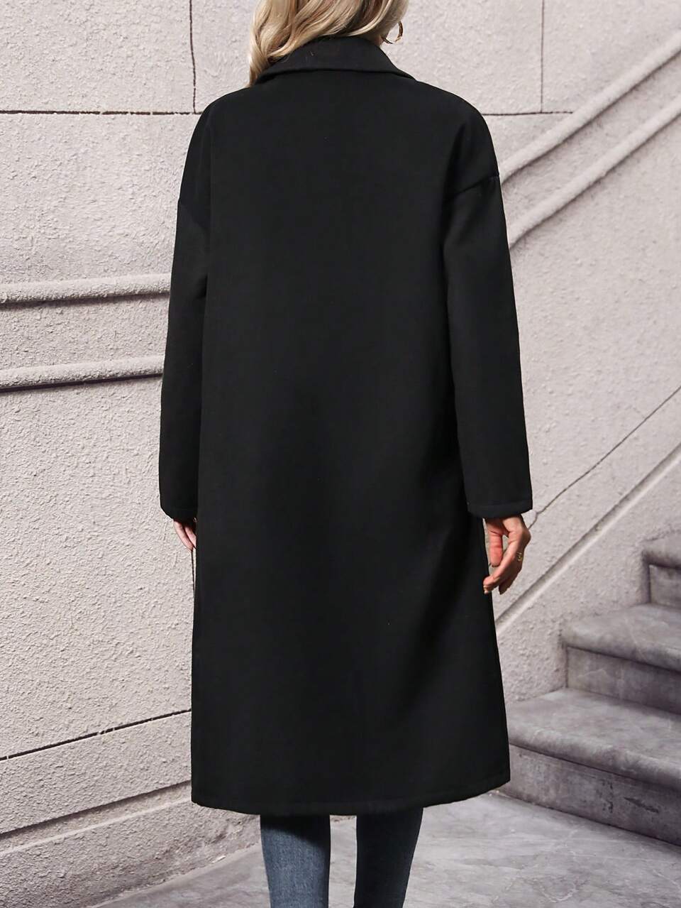 Flap Pocket Drop Shoulder Duffle Overcoat