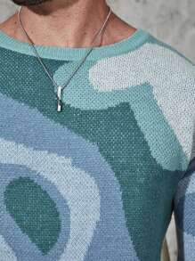 Manfinity Homme Hombres talla grande Jersey con patrón de dibujo - Multicolor - Ver 4
