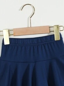 SHEIN Young Girl 2 In 1 Dress And Leggings Set, Solid Navy Blue, Sweet And Cute Style, Suitable For Spring/Autumn - Royal Blue - View 6