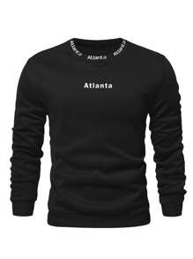 Manfinity Homme 男士字母圖案運動衫 - 黑色 - 查看 1