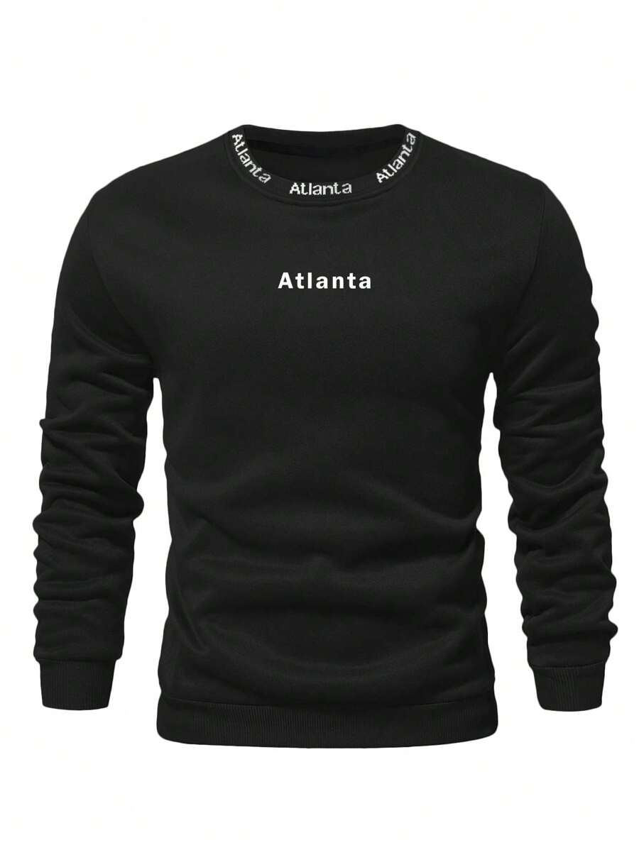 Manfinity Homme 男士字母圖案運動衫 - 黑色 - 查看 1