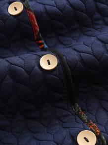 EMERY ROSE Talla grande Abrigo con capucha unido en contraste - Azul Marino - Ver 6