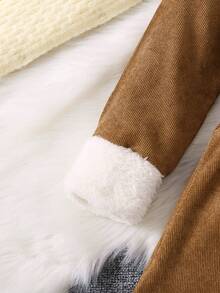 SHEIN 女小童羊絨領口翻蓋細節繫腰帶洋裝