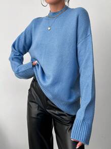 SHEIN Pull À Col Montant Épaule tombante