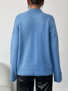 SHEIN Pull À Col Montant Épaule tombante