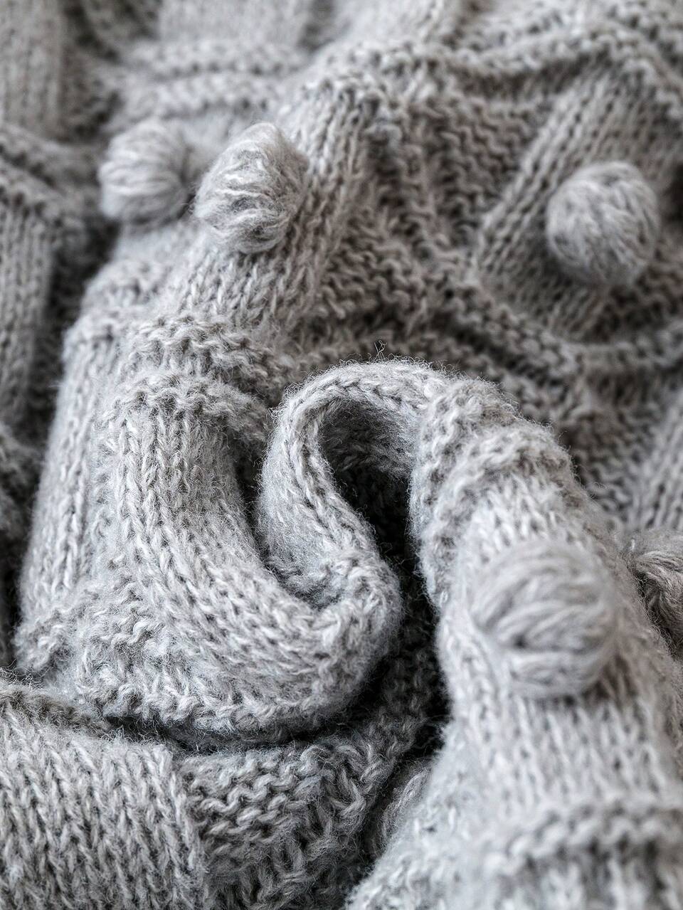 Plus Solid Popcorn Knit Sweater Knit Pullover Fall Winter Sweater