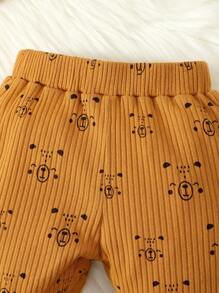 女嬰滿版卡通圖案連身背心和褲子＆ 頭巾 - 彩色 - 查看 7