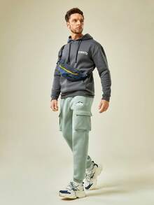 In My Nature 男士字母圖案側翻蓋口袋腰部抽繩戶外衛褲 - 綠色 - 查看 3