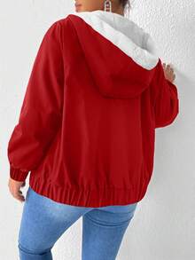 Calvaya Áo khoác có mũ lót nhiệt cỡ lớn - Đỏ - Xem 2