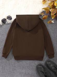 SHEIN Tween Girl Car & Letter Graphic Thermal Lined Hoodie