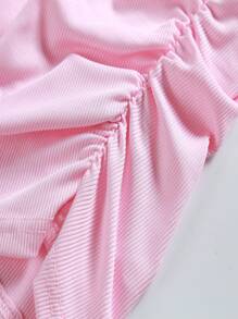 Sweetra 2 piezas Top bandeau con encaje en contraste fruncido lateral - Multicolor - Ver 6
