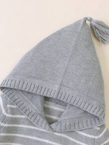 Baby Boy Striped Pattern Hooded Sweater & Knit Pants - Grey - View 4