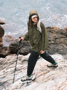 In My Nature Men Zip Up Hooded Rain Jacket - Khaki - View 3