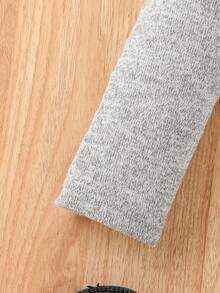 SHEIN 女小童泡泡袖小高領T恤 - 灰色 - 查看 3