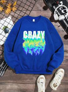 Teen Boy Letter Graphic Sweatshirt - Blue - View 1